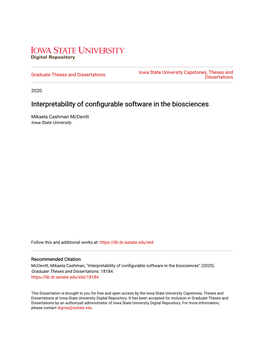 Interpretability of Configurable Software in the Biosciences