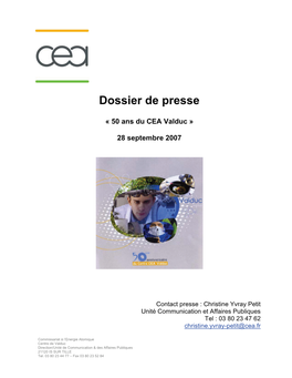 Dossier De Presse « 50 Ans Du CEA Valduc