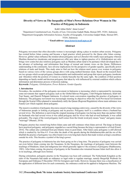 Diverity of Views on the Inequality of Men's Power Relations Over Women in the Practice of Polygamy in Indonesia