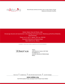 Redalyc.Annual Age Structure and Reproduction in the Caatinga Red-Nosed Mouse, Wiedomys Pyrrhorhinos (Rodentia, Sigmodontinae)