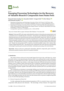 Emerging Processing Technologies for the Recovery of Valuable Bioactive Compounds from Potato Peels