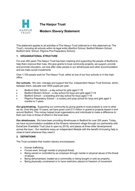 The Harpur Trust Modern Slavery Statement