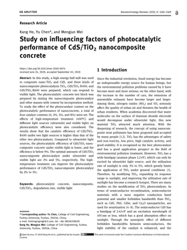 Study on Influencing Factors of Photocatalytic Performance of Cds/Tio2 Nanocomposite Concrete