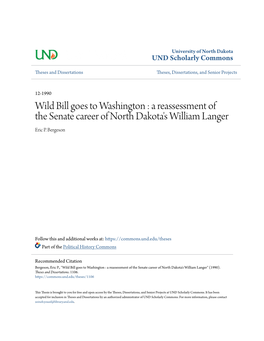 A Reassessment of the Senate Career of North Dakota's William Langer Eric P