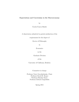 Expectations and Uncertainty in the Macroeconomy by Carola Conces