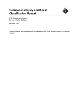 Occupational Injury and Illness Classification Manual