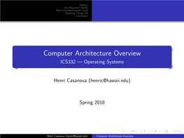 Computer Architecture Overview ICS332 — Operating Systems