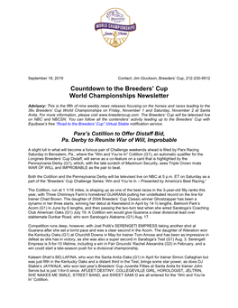 Read the Full Countdown to the Breeders' Cup World