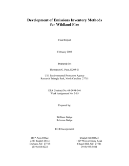 Development of Emissions Inventory Methods for Wildland Fire