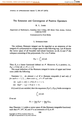 The Extension and Convergence of Positive Operators RL