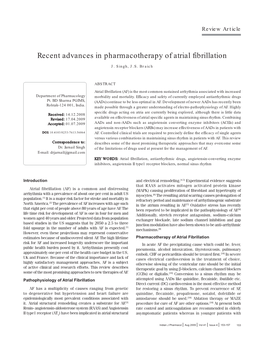 Recent Advances in Pharmacotherapy of Atrial Fibrillation J