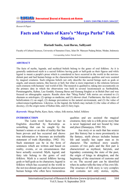 Facts and Values of Karo's