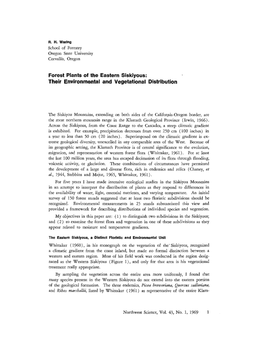 Forest Plants of the Eastern Siskiyous: Their Environmental and Vegetalional Distribution
