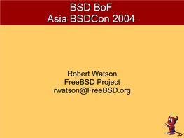 Freebsd Project Rwatson@Freebsd.Org Iintntrrododucucttiioonn BBSSDD Bbooff