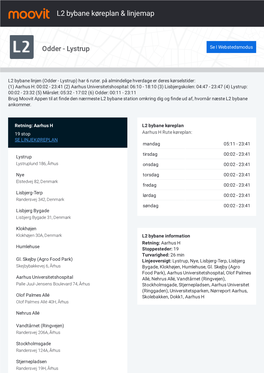 L2 Bybane Køreplan & Linjerutekort