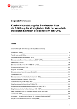 Bericht Des Bundesrates Über Die Erreichung Der Strategischen Ziele