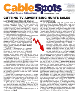 Cutting Tv Advertising Hurts Sales