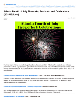 Atlanta Fourth of July Fireworks, Festivals, and Celebrations {2015 Edition}