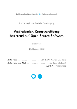 Webkalender, Groupwarelösung Basierend Auf Open Source Software