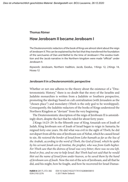 How Jeroboam II Became Jeroboam I