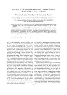 Bow Porcelain Glaze Compositions Associated with the Phosphate