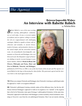 An Interview with Babette Babich by Nicholas Birns