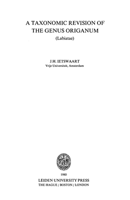 A Taxonomic Revision of the Genus Origanum (Labiatae)