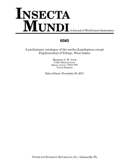 Insecta Mundia Journal of World Insect Systematics