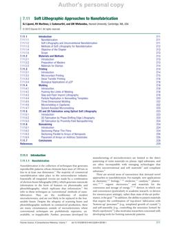 Soft Lithographic Approaches to Nanofabrication DJ Lipomi, RV Martinez, L Cademartiri, and GM Whitesides, Harvard University, Cambridge, MA, USA