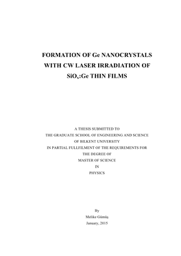 FORMATION of Ge NANOCRYSTALS with CW LASER IRRADIATION OF