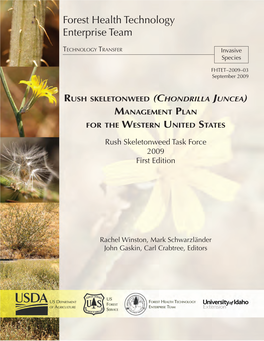 Rush Skeletonweed (Chondrilla Juncea) Management Plan for the Western United States