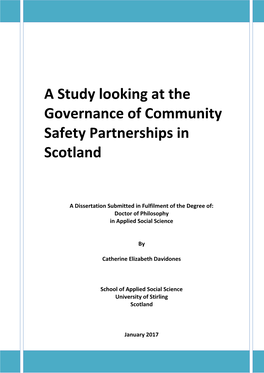 A Study Looking at the Governance of Community Safety Partnerships in Scotland