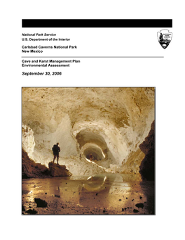 Cave and Karst Management Plan / Environmental Assessment, Carlsbad Caverns National Park