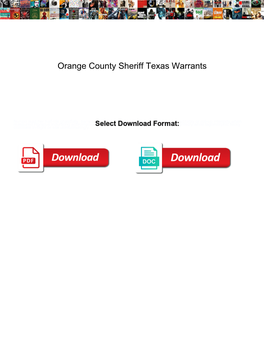 Orange County Sheriff Texas Warrants