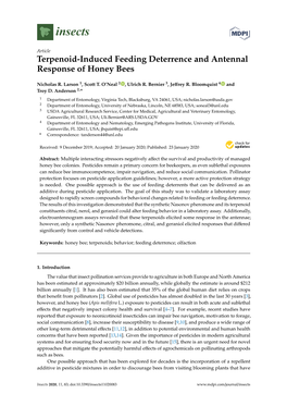 Terpenoid-Induced Feeding Deterrence and Antennal Response of Honey Bees