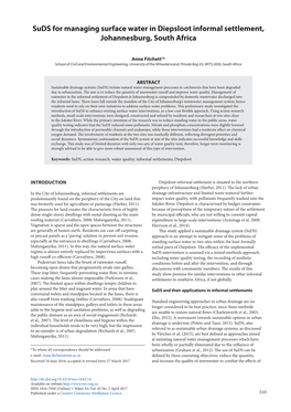 Suds for Managing Surface Water in Diepsloot Informal Settlement, Johannesburg, South Africa