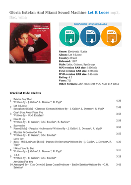 Gloria Estefan and Miami Sound Machine Let It Loose Mp3, Flac, Wma