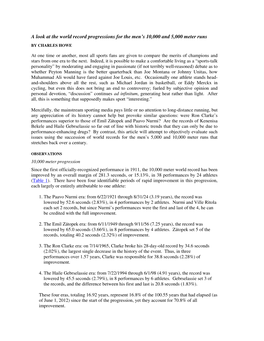 A Look at the World Record Progressions for the Men's 10,000