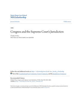 Congress and the Supreme Court's Jurisdiction Charles E