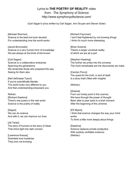 Lyrics to the POETRY of REALITY Video.Pdf