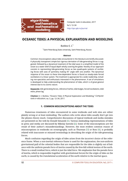 Oceanic Tides: a Physical Explanation and Modeling