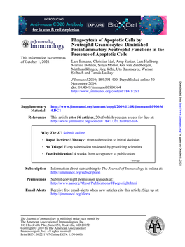 Phagocytosis of Apoptotic Cells by Neutrophil Granulocytes