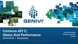 Common API C: Status and Performance