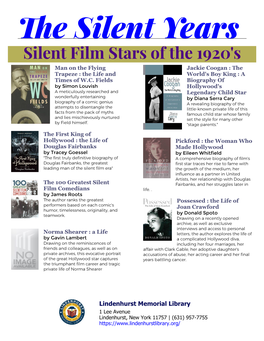 Silent Film Stars of the 1920'S Man on the Flying Jackie Coogan : the Trapeze : the Life and World's Boy King : a Times of W.C