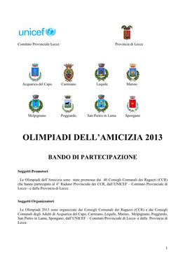 Bando Olimpiadi Amicizia 2013