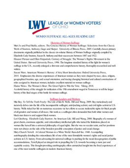 Woman Suffrage All-Ages Reading List