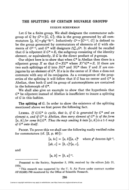 The Splitting of Certain Solvable Groups1