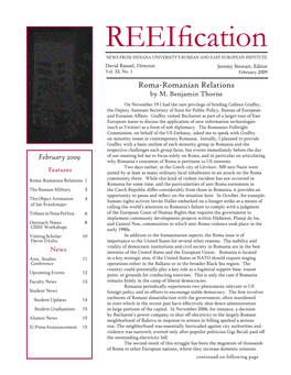 Reeification NEWS from INDIANA UNIVERSITY’S RUSSIAN and EAST EUROPEAN INSTITUTE David Ransel, Director Jeremy Stewart, Editor Vol