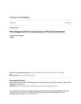 Pete Seeger and the Turning Season of the US Government