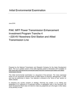 Initial Environmental Examination PAK: MFF Power Transmission